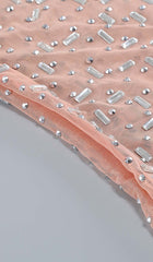 TOP DE MALLA CON LENTEJUELAS Y DIAMANTES EN HOJAS