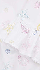 VESTIDO MIDI CON TIRANTES Y ESTAMPADO DE CONCHAS EN BLANCO