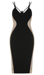 VESTIDO TRANSPARENTE CON ENCAJE LATERAL