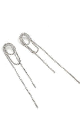 PENDIENTES DE BORLA CON DIAMANTES PLATEADOS