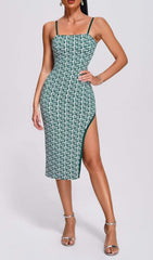 VESTIDO MIDI CON TIRANTES DE ESPAGUETI EN VERDE