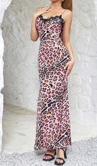 VESTIDO LARGO DE RAYAS CON TIRANTES DE ESPAGUETI EN ROSA