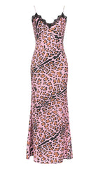 VESTIDO LARGO DE RAYAS CON TIRANTES DE ESPAGUETI EN ROSA