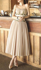 VESTIDO MIDI SIN MANGAS CON ESTAMPADO FLORAL EN GRIS CLARO