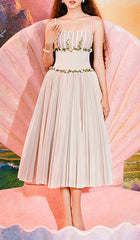 VESTIDO MIDI SIN MANGAS CON ESTAMPADO FLORAL EN GRIS CLARO