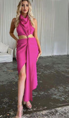 Geteiltes Maxikleid in Pink