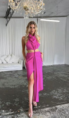 Geteiltes Maxikleid in Pink