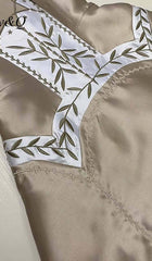 A-LINIEN-MINIKLEID MIT NÄHTEN IN KHAKI