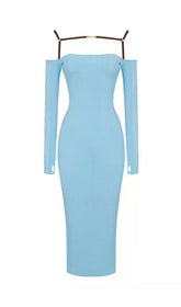 VESTIDO MINI BANDAGE SIN TIRANTES CON TIRANTES HUECOS EN MARRÓN