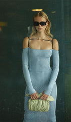 STRAPPY HOLLOW STRAPLESS BANDAGE MINI DRESS IN SKY BLUE