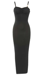 MIDIKLEID AUS NETZ MIT TRÄGERN IN SCHWARZ