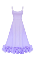 A-Linien-Midikleid mit Strapsen in Lila