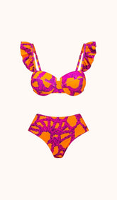 Conjunto de bikini de dos piezas con estampado de volantes Salem