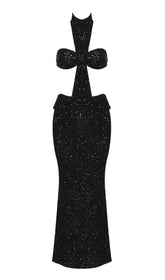 Neckholder-Maxikleid mit glänzenden Pailletten