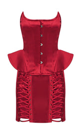 Steampunk-Korsett mit Stahlstäbchen, formender Rock, Schnürung, zweiteilig