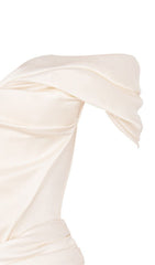 IVORY TUBE TOP PLEATED SKIRT