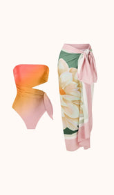 Trägerloses, zweiteiliges Bademodenset „Trillian“ mit Farbverlauf