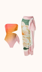 Trägerloses, zweiteiliges Bademodenset „Trillian“ mit Farbverlauf