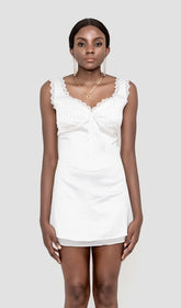 WHITE PIN TUCK MINI DRESS