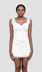 WHITE PIN TUCK MINI DRESS