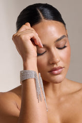 SILVER DIAMANTE TASSEL CUFF BRACELET