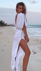 WEISSES RÜCKENFREIES KETTENKLEID