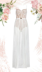 WHITE LACE STITCHING MAXI DRESS