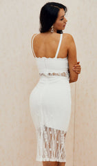 WHITE SPAGHETTI STRAP LACE MINI DRESS