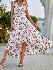 Floral Print V-Neck Sleeveless Dress