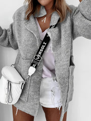 Revers Tasche Strickpullover Cardigan Mantel