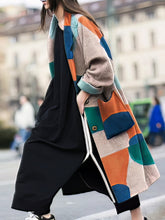 Lapel Multicolor Graphic Print Long Sleeve Coat