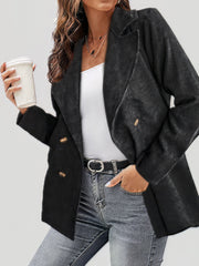 Chaqueta de manga larga con botones y solapa de pana sólida