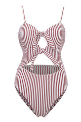 Gestreifter weißer Sommerbadeanzug