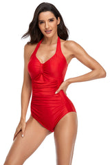 Solid Color One-Piece Swimwear