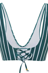 Green V-Neck Two Pieces Swimsuit