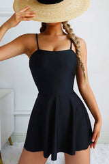 Two Piece Spaghetti Straps Black Swimwear