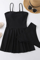 Two Piece Spaghetti Straps Black Swimwear
