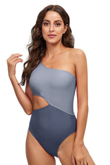 One Shoulder One Piece High Waist Swimsuit