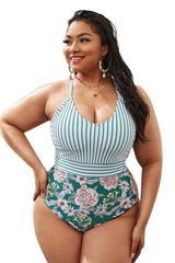 Flower Print High Waisted Swimsuit