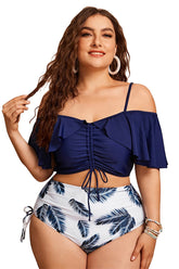 Plus Size Bikini mit Blätter-Print