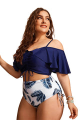 Plus Size Leaves Printed Bikini