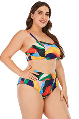 Plus Size High Waisted Print Swimsuit