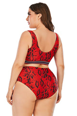 Red Print Two Piece Swimsuit