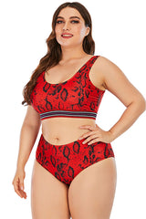 Red Print Two Piece Swimsuit