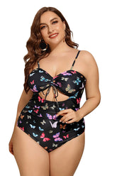 Plus Size Butterfly Printed Swimwear