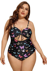 Plus Size Butterfly Printed Swimwear