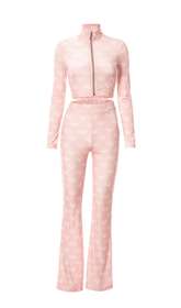 Zip stand collar casual suit.