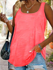 Basic-Tanktop in Übergröße, einfarbiges Tanktop mit U-Ausschnitt und leichtem Stretch für Damen in Übergröße