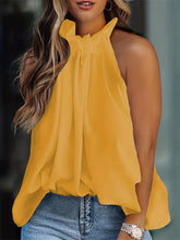 Elegantes Tanktop in Übergröße, einfarbiges Neckholder-Tanktop mit Raffung hinten für Damen in Übergröße