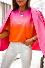 Oranges T-Shirt mit Farbverlauf und kurzen Ärmeln und Rundhalsausschnitt